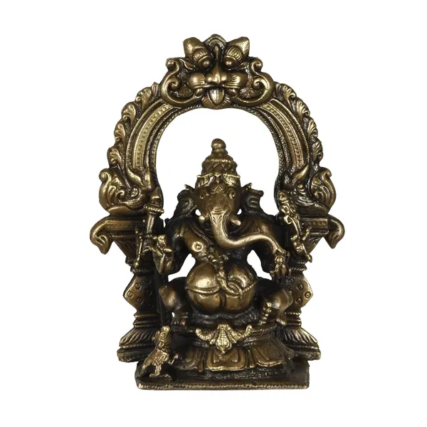 Decor_Copper_Handmade_Prabhavalli_Ganesha_3.75_inches_Sitting_Idol_Statue_Showpiece_for_Home_Temple_Decor_II_Office_Desk_II_Nice_Gift_Ideal_for_Good_Luck_Wishes_II