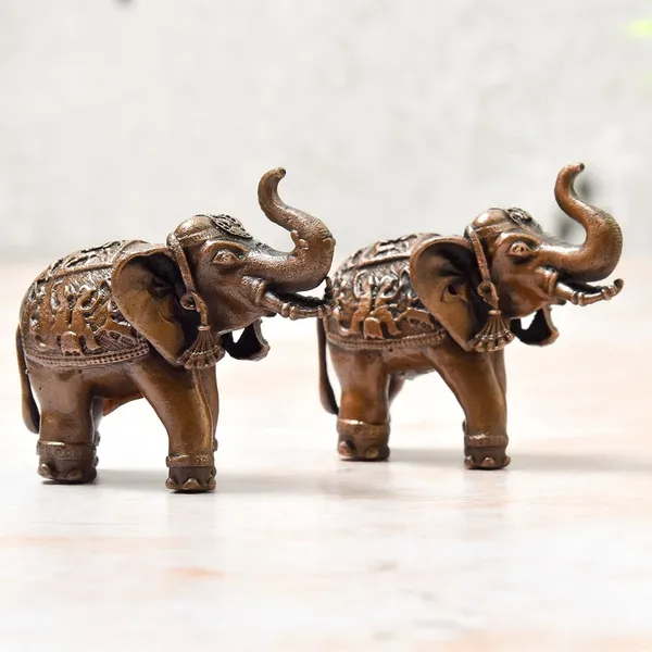 _1.75_inch,_Copper_Elephant_Set,_370_Grams_Pair_Weight_,_Patina_Antique_Finish,_Pack_of_2_Piece