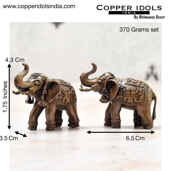 _1.75_inch,_Copper_Elephant_Set,_370_Grams_Pair_Weight_,_Patina_Antique_Finish,_Pack_of_2_Piece