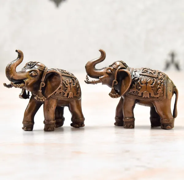 _1.75_inch,_Copper_Elephant_Set,_370_Grams_Pair_Weight_,_Patina_Antique_Finish,_Pack_of_2_Piece