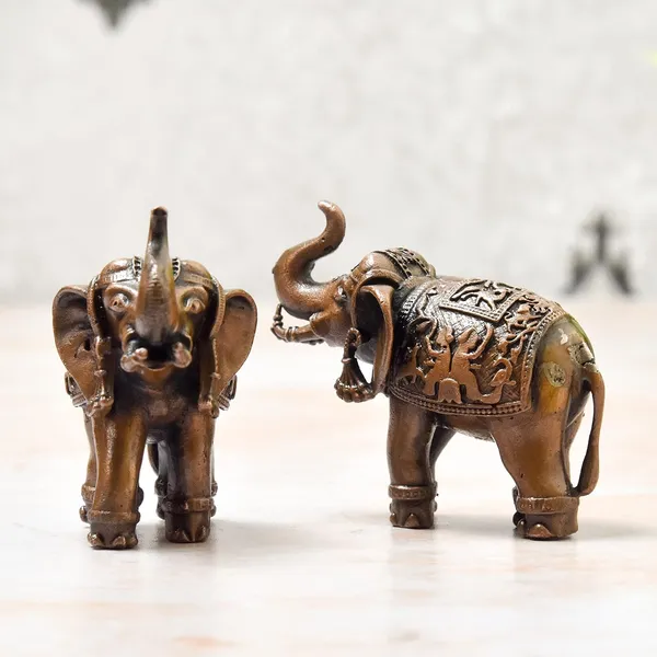 _1.75_inch,_Copper_Elephant_Set,_370_Grams_Pair_Weight_,_Patina_Antique_Finish,_Pack_of_2_Piece