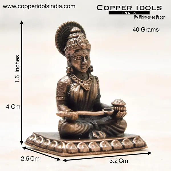_1.6_inches,_Handmade_Copper_Annapurna_Devi_Idol,_40_Grams,_Patina_Antique_Finish,_Pack_of_1_Piece