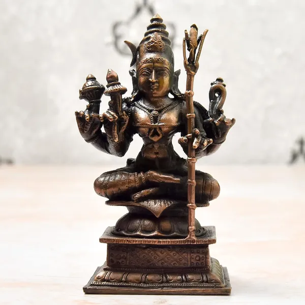 _4_inches,_Copper_Handmade_Rajarajeshwari_Idol,_410_Grams_,_Patina_Antique_Finish,_Pack_of_1_Piece