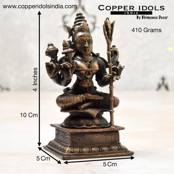 _4_inches,_Copper_Handmade_Rajarajeshwari_Idol,_410_Grams_,_Patina_Antique_Finish,_Pack_of_1_Piece