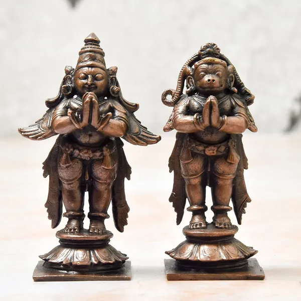 _3.4_inch,_Handmade_Copper_Garuda_Hanuman_Set,_415_Grams_Pair_Weight_,_Patina_Antique_Finish,_Pack_of_2_Piece_,_Size_2
