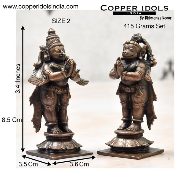 _3.4_inch,_Handmade_Copper_Garuda_Hanuman_Set,_415_Grams_Pair_Weight_,_Patina_Antique_Finish,_Pack_of_2_Piece_,_Size_2