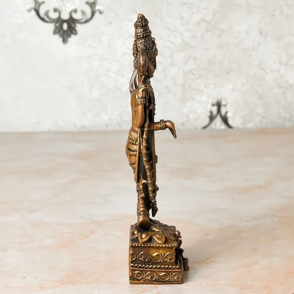 _6.5_inches,_Handmade_Copper_Balaji_Idol_with_Garuda_Spl_,_480_Grams_,_Patina_Antique_Finish_,_Pack_of_1_Piece