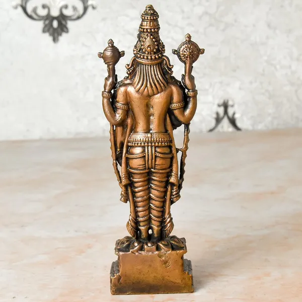 _6.5_inches,_Handmade_Copper_Balaji_Idol_with_Garuda_Spl_,_480_Grams_,_Patina_Antique_Finish_,_Pack_of_1_Piece
