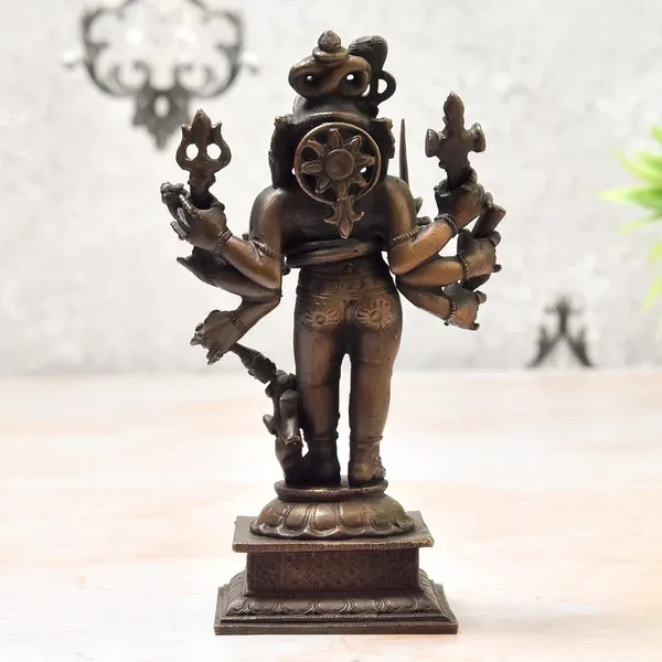 _4.9_inches,_Handmade_Copper_kalabhairava_Idol,_500_Grams_,_Patina_Antique_Finish_,_Pack_of_1_Piece