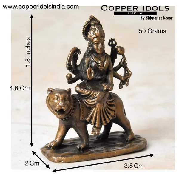 _1.8_inches,_Copper_Handmade_Durga_Idol_,_50_Grams_,_Patina_Antique_Finish_,_Pack_of_1_Piece