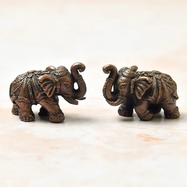 _0.75_inch,_Copper_Small_Elephant_Set,_50_Grams_Pair_Weight,_Patina_Antique_Finish,_Pack_of_2_Piece