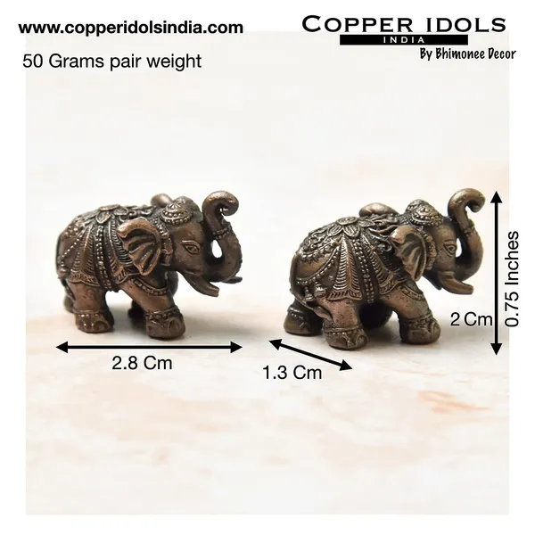 _0.75_inch,_Copper_Small_Elephant_Set,_50_Grams_Pair_Weight,_Patina_Antique_Finish,_Pack_of_2_Piece