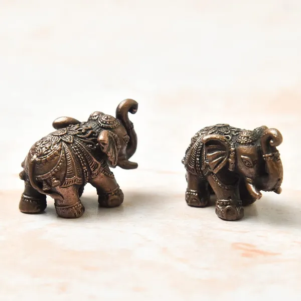 _0.75_inch,_Copper_Small_Elephant_Set,_50_Grams_Pair_Weight,_Patina_Antique_Finish,_Pack_of_2_Piece