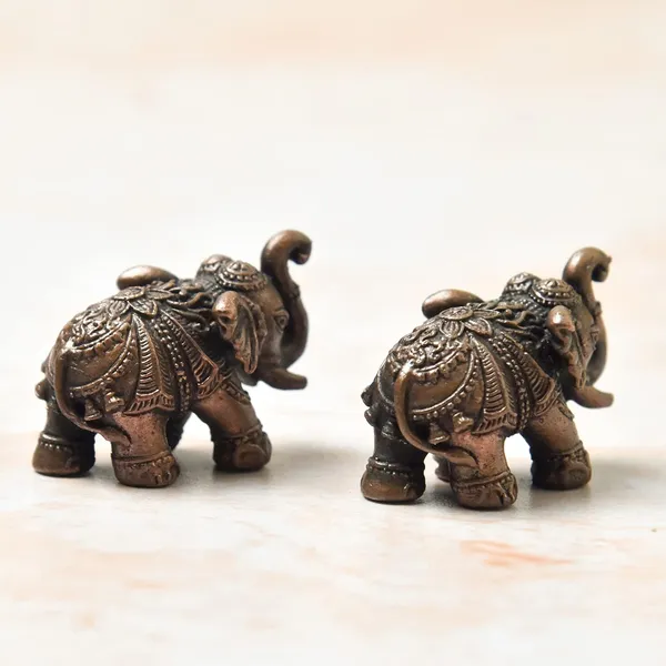 _0.75_inch,_Copper_Small_Elephant_Set,_50_Grams_Pair_Weight,_Patina_Antique_Finish,_Pack_of_2_Piece