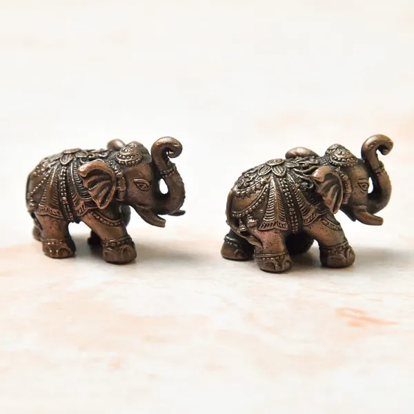 _0.75_inch,_Copper_Small_Elephant_Set,_50_Grams_Pair_Weight,_Patina_Antique_Finish,_Pack_of_2_Piece