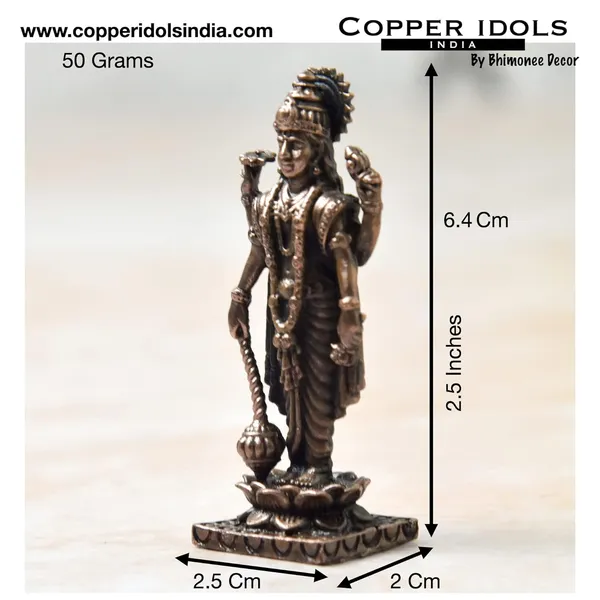_2.5_inch,_Copper_Vishnu_Idol,_50_Grams_Weight,_Patina_Antique_Finish,_Pack_of_1_Piece