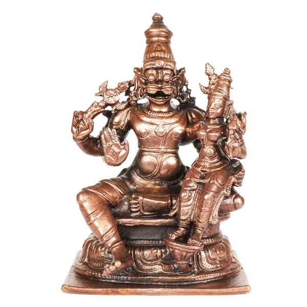 Decor_,4_inches,_Copper_Handmade_Lakshmi_Narashimha_Idol,_600_Grams,_Patina_Antique_Finish,_Pack_of_1_Piece