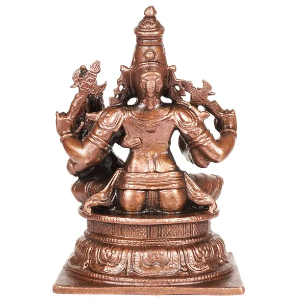Decor_,4_inches,_Copper_Handmade_Lakshmi_Narashimha_Idol,_600_Grams,_Patina_Antique_Finish,_Pack_of_1_Piece