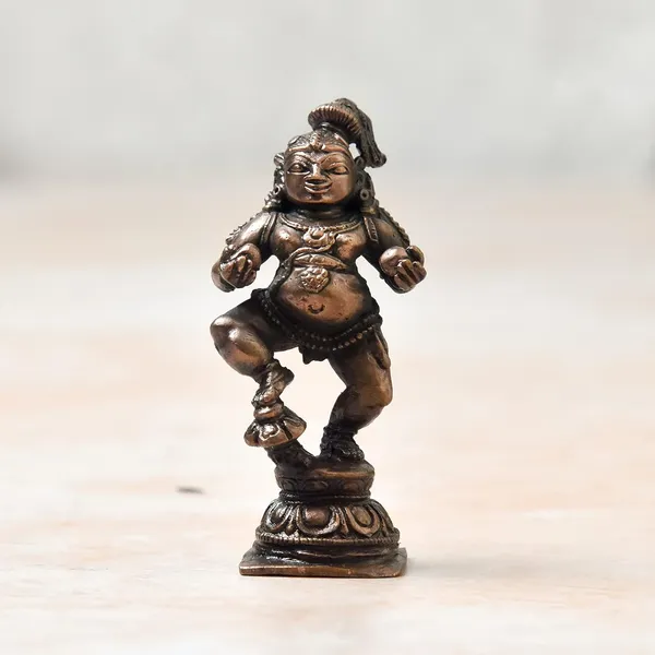 _2.5_inches,_Copper_Handmade_Butter_Navaneetha_Krishna_Idol_,_60_Grams_,_Patina_Antique_Finish,_Pack_of_1_Piece
