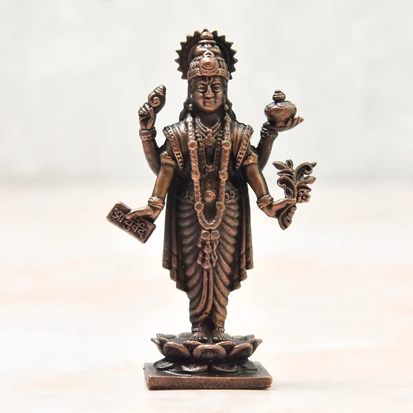 _2.75_inches,_Handmade_Copper_Dhanvantri_Idol,_60_Grams,_Patina_Antique_Finish,_Pack_of_1_Piece