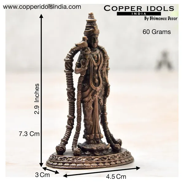_2.9_inches,_Copper_Handmade_Meenakshi_Devi_Idol,_60_Grams_,_Patina_Antique_Finish_,_Pack_of_1_Piece
