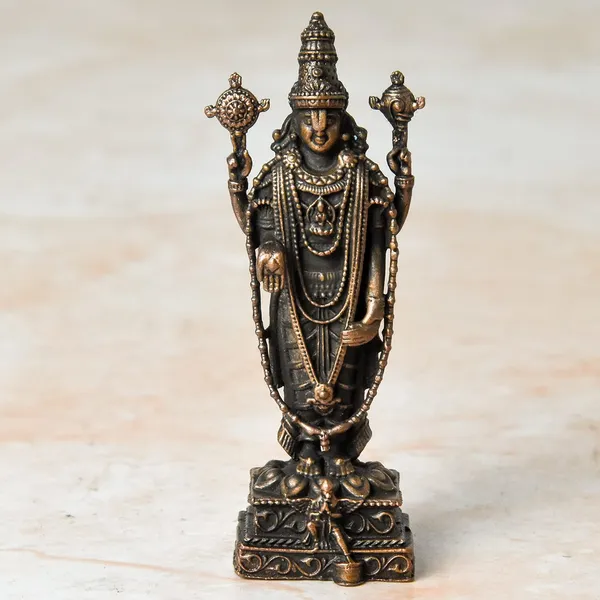 _2.8_inches,_Handmade_Copper_Balaji_Idol_with_Garuda_Spl,_60_Grams,_Patina_Antique_Finish,_Pack_of_1_Piece