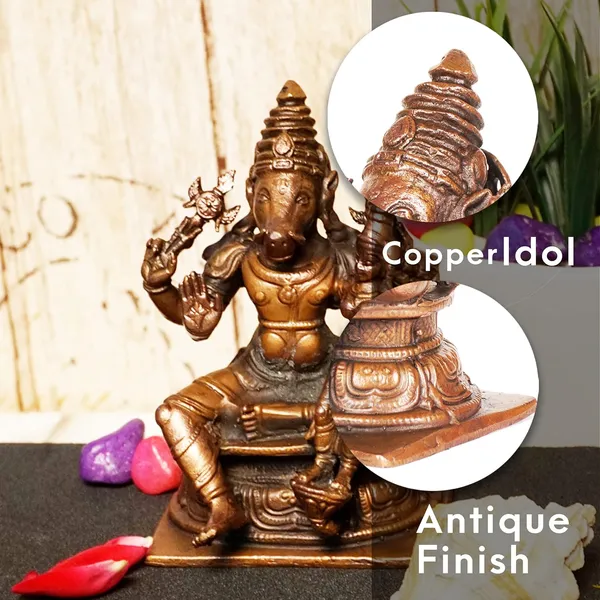 Decor_Handmade_Copper_Varaha_Lakshmi_4_inches,_630_gm,_Patina_Antique_Finish,_1_Piece