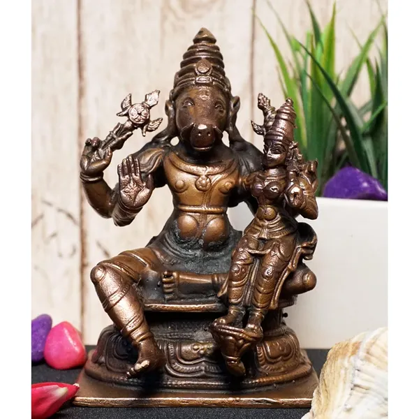 Decor_Handmade_Copper_Varaha_Lakshmi_4_inches,_630_gm,_Patina_Antique_Finish,_1_Piece