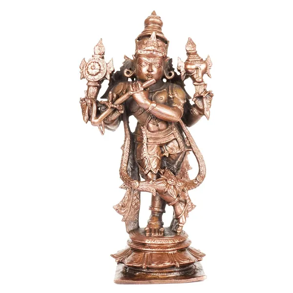 Decor_,_6_inches,_Handmade_Copper_ChaturBhuj_Krishna_Idol,_675_Grams,_Patina_Antique_Finish,_Pack_of_1_Piece