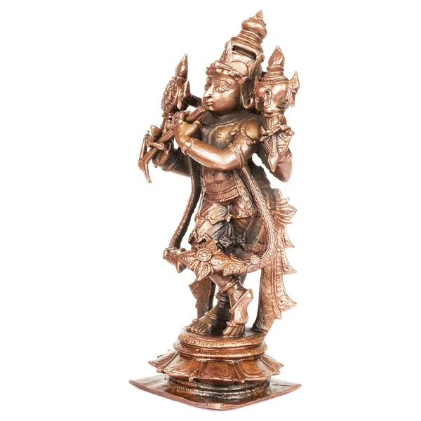 Decor_,_6_inches,_Handmade_Copper_ChaturBhuj_Krishna_Idol,_675_Grams,_Patina_Antique_Finish,_Pack_of_1_Piece
