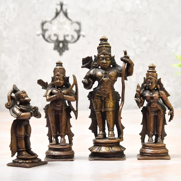 _4.5_inches,_Copper_Handmade_Ram_Parivar_Idol,_700_Grams_,_Patina_Antique_Finish_,_Pack_of_1_Set