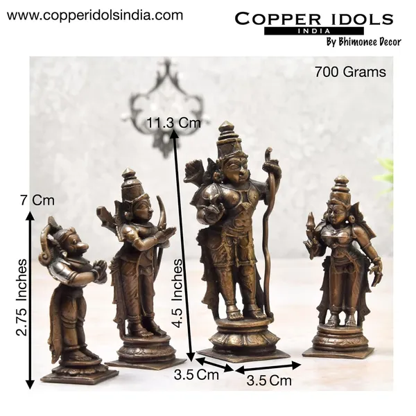 _4.5_inches,_Copper_Handmade_Ram_Parivar_Idol,_700_Grams_,_Patina_Antique_Finish_,_Pack_of_1_Set