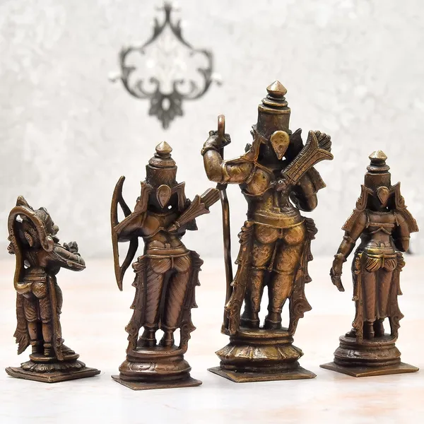 _4.5_inches,_Copper_Handmade_Ram_Parivar_Idol,_700_Grams_,_Patina_Antique_Finish_,_Pack_of_1_Set