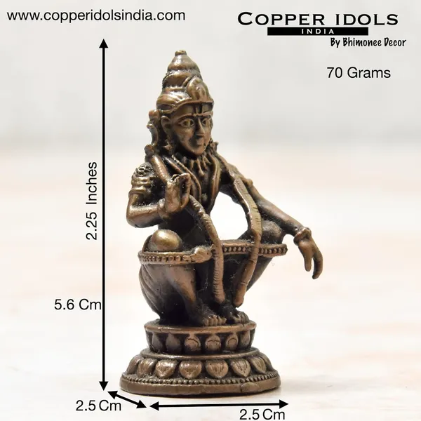 _2.25_inches,_Handmade_Copper_Ayyappa_Swamy_Idol,_70_Grams,_Patina_Antique_Finish,_Pack_of_1_Piece