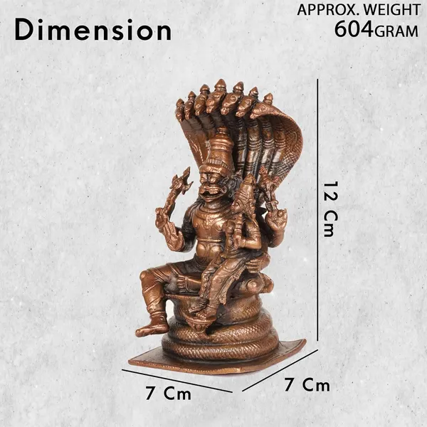 Decor_,_5_inches,_Copper_Handmade_Lakshmi_Narashimha_with_Snake_Idol,_750_Grams,_Patina_Antique_Finish,_Pack_of_1_Piece