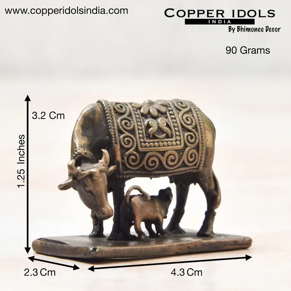 _1.25_inches,_Handmade_Copper_Cow_and_Calf_|_Kamadenu_|_Hasu_Karu_Idol,_90_Grams_,_Patina_Antique_Finish_,_Pack_of_1_Piece