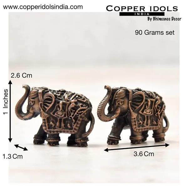 _1_inch_Small,_Handmade_Copper_Elephant_Set,_90_Grams_Pair_Weight,_Patina_Antique_Finish,_Pack_of_2_Piece