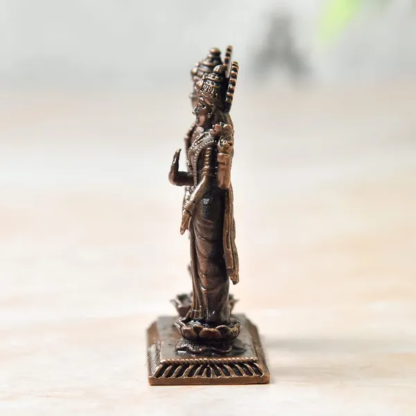 _2.5_inches,_Copper_Handmade_Standing_Vishnu_Lakshmi_Idol_,_90_Grams_,_Patina_Antique_Finish,_Pack_of_1_Piece