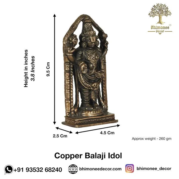 Decor_Copper_Handmade_Venkateswara_Swamy__Lord_Balaji_3.8_inches_Idol_Statue_Showpiece_for_Home_Temple_Decor_II_Office_Desk_II_Nice_Gift_Ideal_for_Good_Luck_Wishes_II