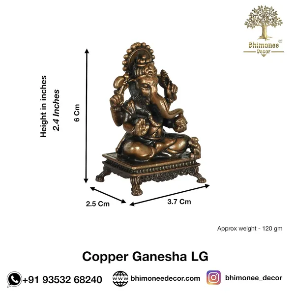 Decor_Copper_Handmade_Small_Ganesha_2.4_inches_Sitting_Idol_Statue_Showpiece_for_Home_Temple_Decor_II_Car_Dashboard_Decor_II_Office_Desk_II_Nice_Gift_Ideal_for_Good_Luck_Wishes_II
