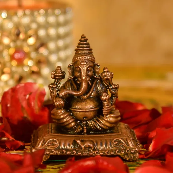Decor_Copper_Handmade_Ganesha_2.1_inches_Sitting_Idol_Statue_Showpiece_for_Home_Temple_Decor_II_Office_Desk_II_Nice_Gift_Ideal_for_Good_Luck_Wishes_II