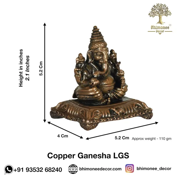 Decor_Copper_Handmade_Ganesha_2.1_inches_Sitting_Idol_Statue_Showpiece_for_Home_Temple_Decor_II_Office_Desk_II_Nice_Gift_Ideal_for_Good_Luck_Wishes_II