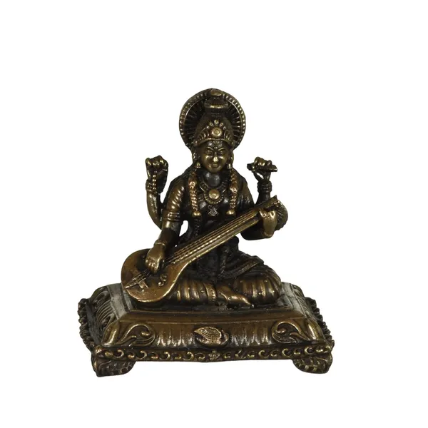 Decor_Copper_Handmade_Saraswati_2.1_inches_Sitting_Idol_Statue_Showpiece_for_Home_Temple_Decor_II_Office_Desk_II_Nice_Gift_Ideal_for_Good_Luck_Wishes_II
