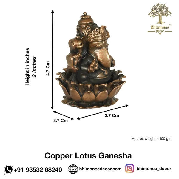 Decor_Copper_Handmade_Lotus_Ganesha_2_inches_Sitting_Idol_Statue_Showpiece_for_Home_Temple_Decor_II_Office_Desk_II_Nice_Gift_Ideal_for_Good_Luck_Wishes_II