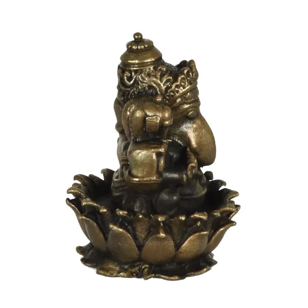 Decor_Copper_Handmade_Lotus_Ganesha_2_inches_Sitting_Idol_Statue_Showpiece_for_Home_Temple_Decor_II_Office_Desk_II_Nice_Gift_Ideal_for_Good_Luck_Wishes_II