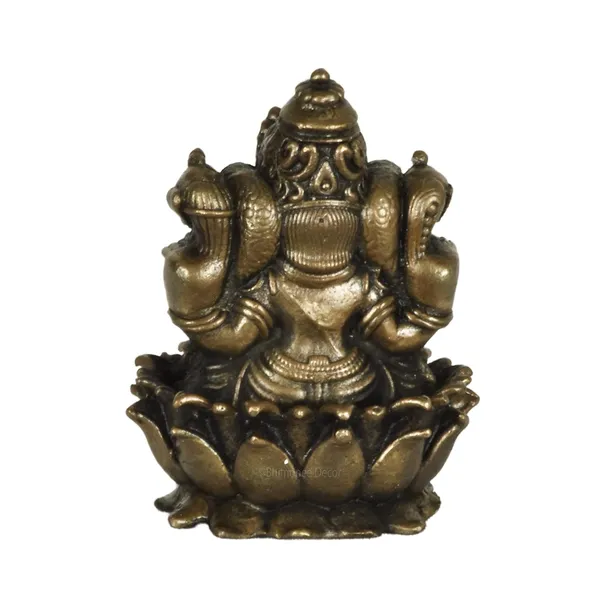 Decor_Copper_Handmade_Lotus_Ganesha_2_inches_Sitting_Idol_Statue_Showpiece_for_Home_Temple_Decor_II_Office_Desk_II_Nice_Gift_Ideal_for_Good_Luck_Wishes_II