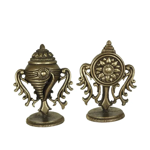 Decor_Copper_Handmade_Small_Shanku_Chakra_Duo_2_inches_Showpiece_for_Home_Temple_Decor_II_for_Pooja_II_Office_Desk_II_Nice_Gift_Ideal_for_Good_Luck_Wishes_II