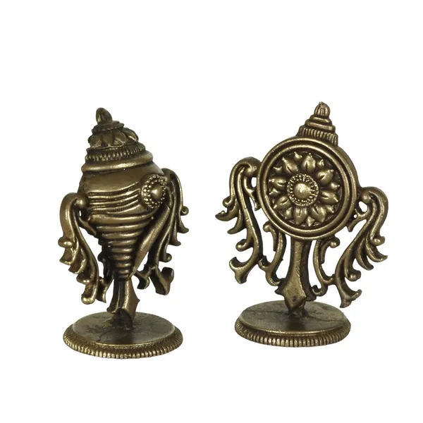 Decor_Copper_Handmade_Small_Shanku_Chakra_Duo_2_inches_Showpiece_for_Home_Temple_Decor_II_for_Pooja_II_Office_Desk_II_Nice_Gift_Ideal_for_Good_Luck_Wishes_II