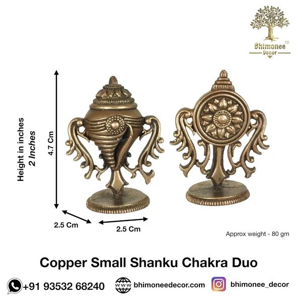 Decor_Copper_Handmade_Small_Shanku_Chakra_Duo_2_inches_Showpiece_for_Home_Temple_Decor_II_for_Pooja_II_Office_Desk_II_Nice_Gift_Ideal_for_Good_Luck_Wishes_II