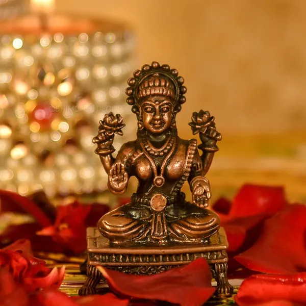 Decor_Copper_Handmade_Small_Lakshmi_2.4_inches_Sitting_Idol_Statue_Showpiece_for_Home_Temple_Decor_II_Office_Desk_II_Nice_Gift_Ideal_for_Good_Luck_Wishes_II